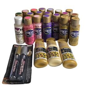 Americana FolkArt DecorArt Acrylic Paint & Chalk Marker Lot Multicolor Craft Set